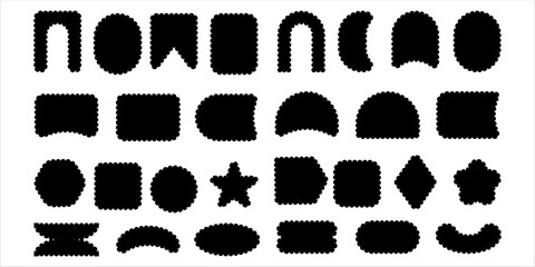 Set of frames with zigzag edge, scallop edge shape. Retro vawe swiss design elements with frill border.