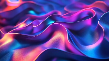 Fototapeta premium Abstract digital art with wavy lines in shades of blue and pink.