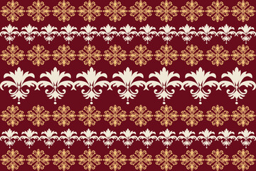 Oreintal Flora Damask Seamless pattern  embroidery, Indian style.  art ornament print.Design for carpet, cover,wallpaper, wrapping, fabric, clothing