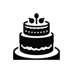 Black solid icon for cake