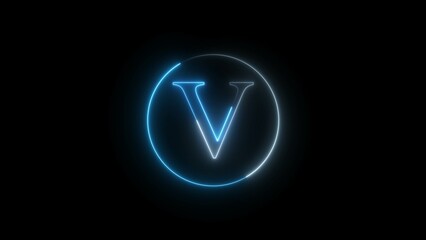 Neon Glowing Alphabet Letter Sign Illustration Background. 