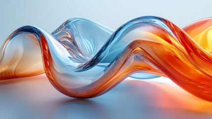 Abstract blue and orange glass wave