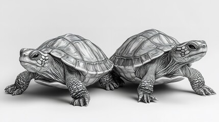 Fototapeta premium Silver turtle on a white background