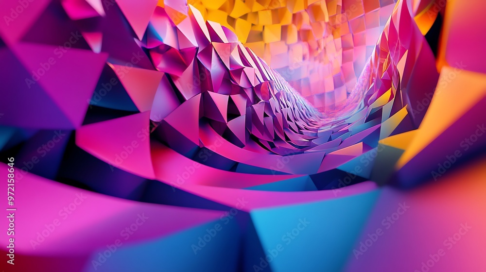 Poster abstract 3d geometric background with a colorful and vibrant design.