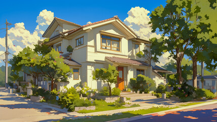 Sunny Day at the Suburban House