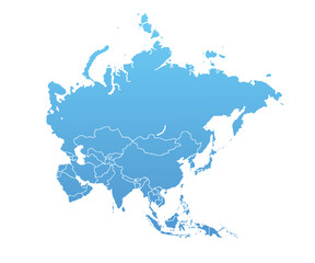Asia map on white background. All countries in Asia Modern color. Can use for printing, website, presentation element, textile. World map vector illustration, high-resolution, travel.
