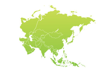 Asia map on white background. All countries in Asia Modern color. Can use for printing, website, presentation element, textile. World map vector illustration, high-resolution, travel.