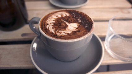 Cup of coffee, cafe, close-up