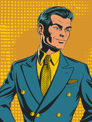 Portrait of a man  in retro style. Vector illustration
