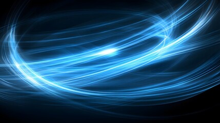 Abstract Blue Light Streaks on Black Background