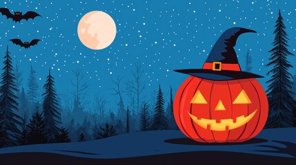 Fototapeta premium Halloween pumpkin scary jack o lantern holiday background