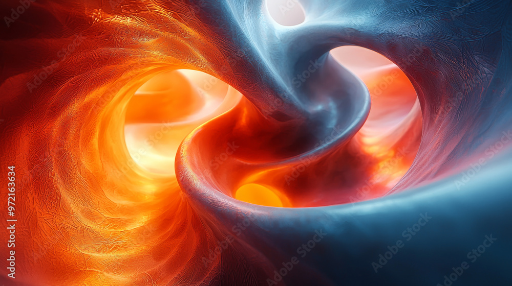 Canvas Prints Abstract swirl of orange and blue, a visual representation of duality.