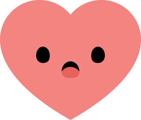 Surprise red heart cartoon characters. Flat design illustration.
