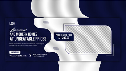 Real estate house property facebook cover or banner template design
