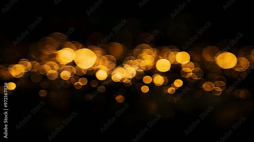 Poster abstract background with shiny gold sparkles and defocused bokeh lights on black - perfect for festi