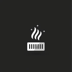 White Smoke Icon with Stars on Black Background