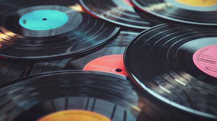 vinyl records music retro vintage audio collection sound analog classic turntable album nostalgia disc grooves music lovers vinyl records colorful labels old school music 