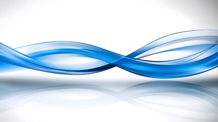 Abstract Blue Swirling Waves on White Background