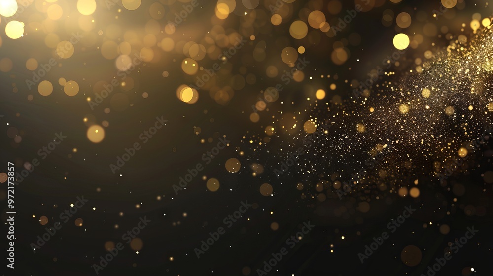 Aufkleber golden bokeh confetti overlay with glowing yellow circles and sparkling dust, creating a luxurious f