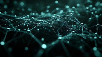 Obraz premium Abstract Network Connection Digital Technology Cyberspace Data Flow Green Lights Bokeh