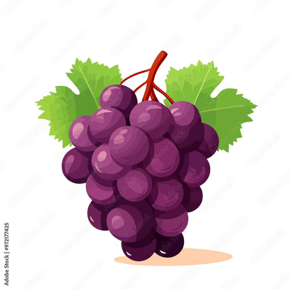 Aufkleber grape icon isolated. bunch of wine grapes with leaf. grape image in flat design. vector illustration