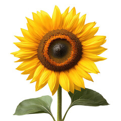 Fototapeta premium Bright yellow sunflower in full bloom against a neutral background