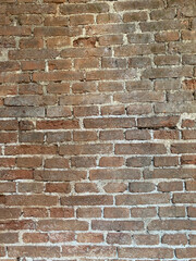 Aged Red Brick Wall with Rough Surface