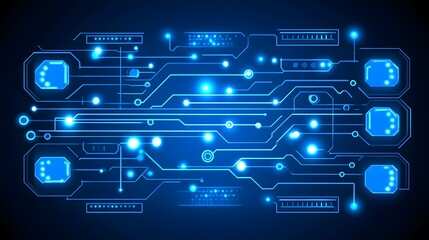Abstract Blue Futuristic Circuit Board Technology Background