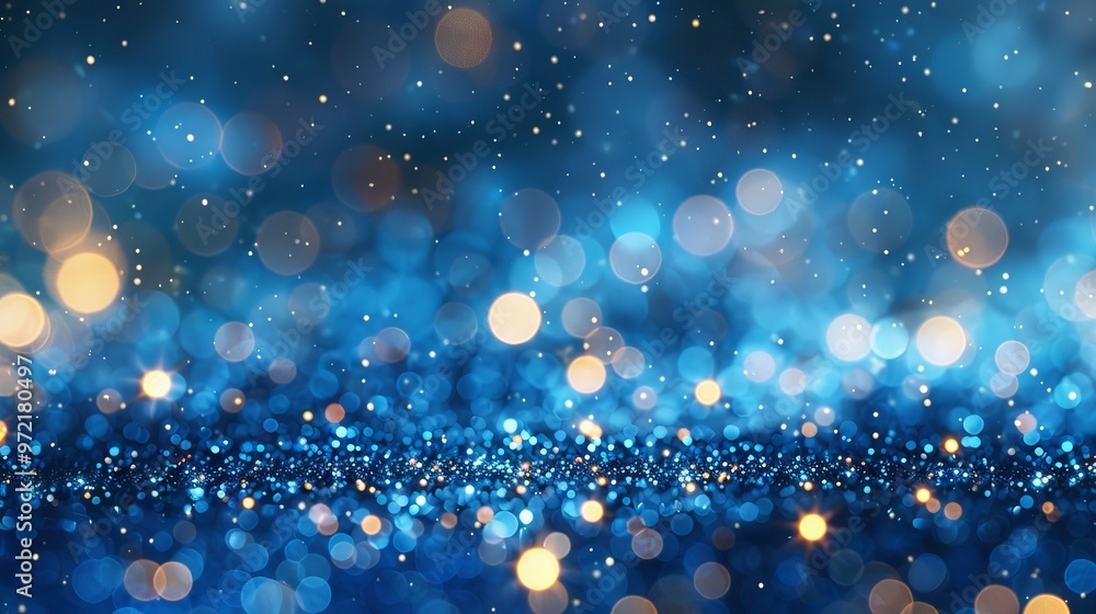 Canvas Prints abstract blue bokeh background with defocused glitter, blurred shimmering lights, and sparkling effe
