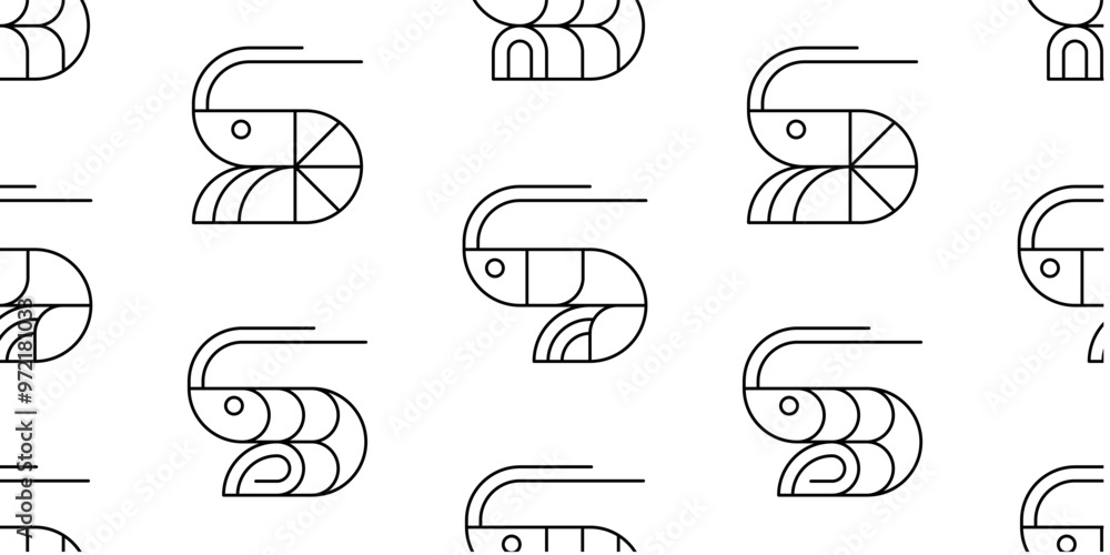 Poster seamless pattern with shrimp. isolated on white background