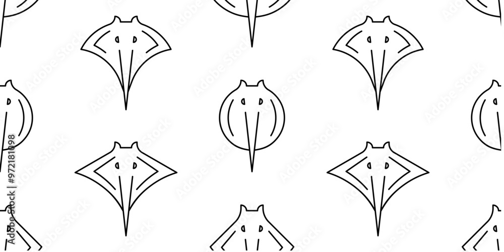 Poster seamless pattern with stingray. isolated on white background