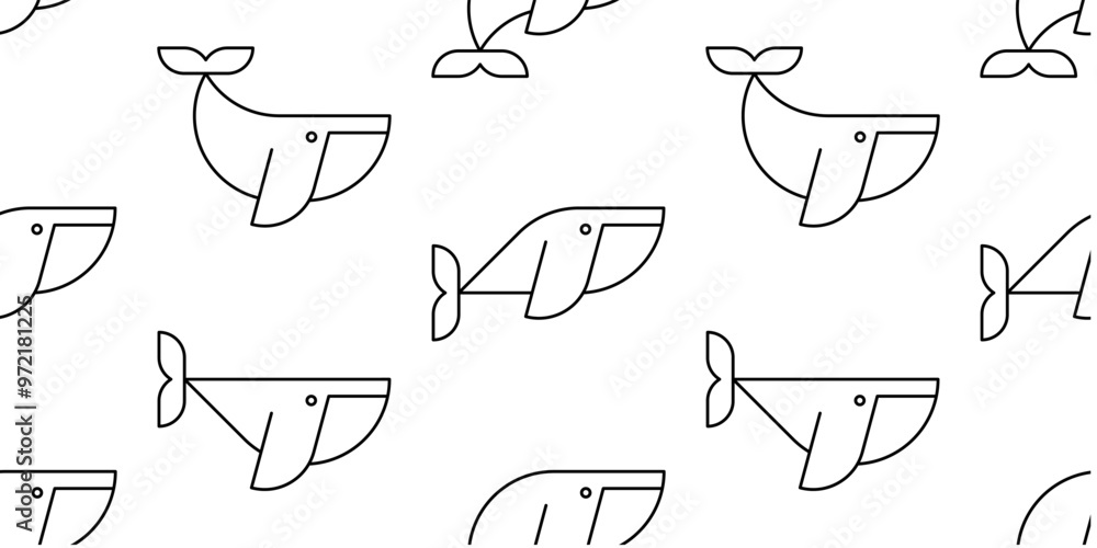 Poster seamless pattern with whale. isolated on white background