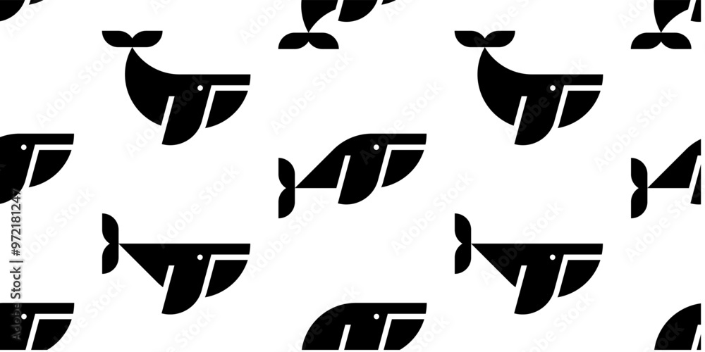Poster seamless pattern with whale. isolated on white background
