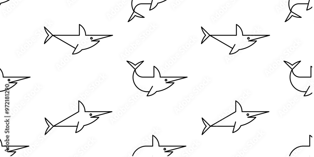 Poster seamless pattern with swordfish. isolated on white background