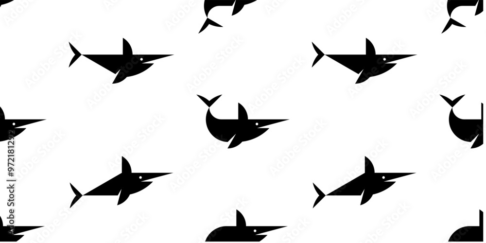 Poster seamless pattern with swordfish. isolated on white background