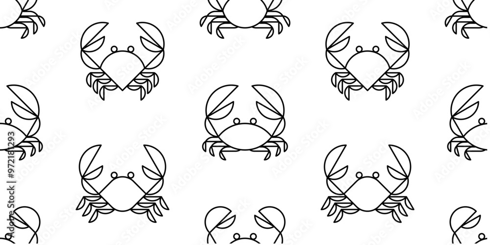 Poster seamless pattern with crab. isolated on white background