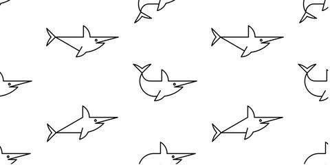 Seamless pattern with Swordfish. isolated on white background
