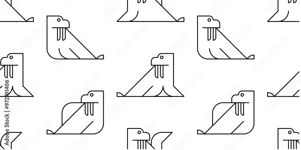 Poster seamless pattern with walrus. isolated on white background