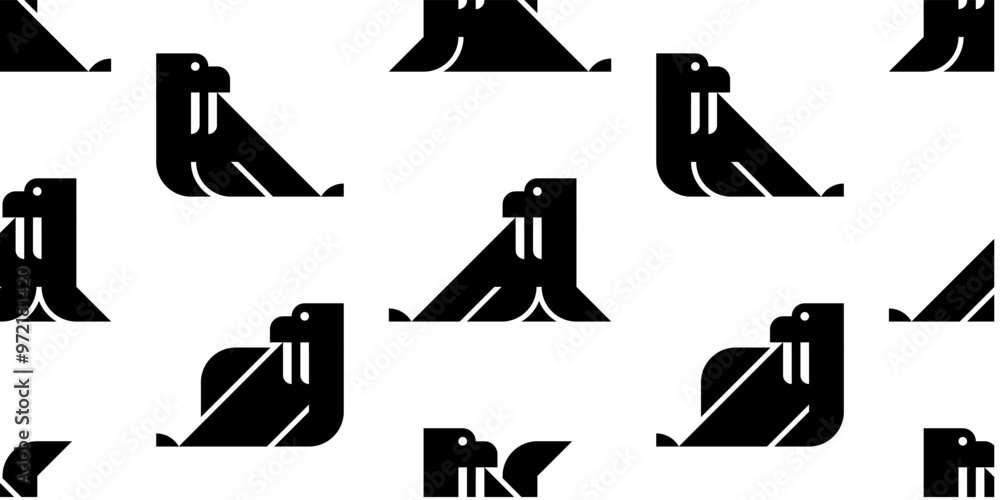 Poster seamless pattern with walrus. isolated on white background