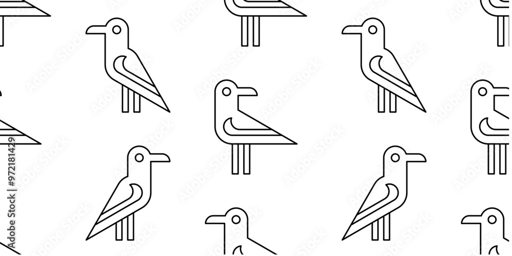 Poster seamless pattern with seagull. isolated on white background