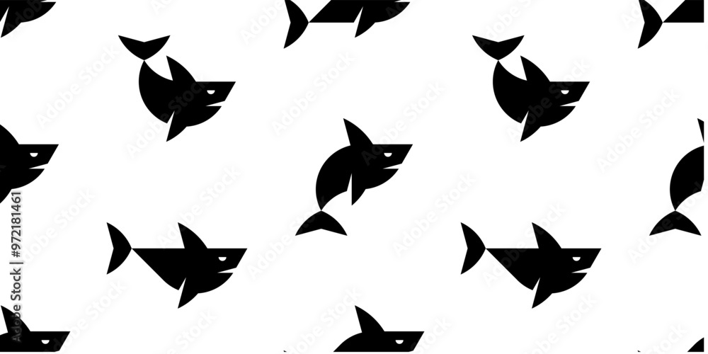 Poster seamless pattern with shark. isolated on white background
