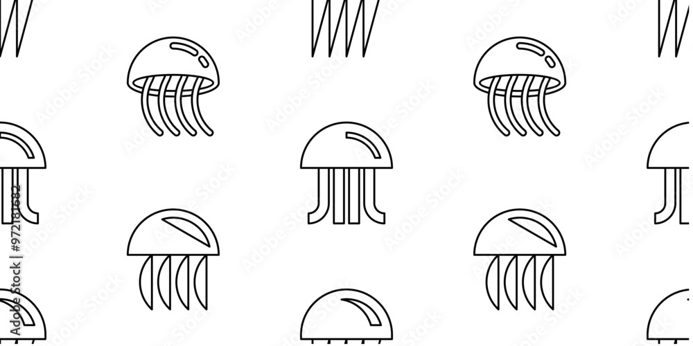 Poster seamless pattern with jellyfish. isolated on white background