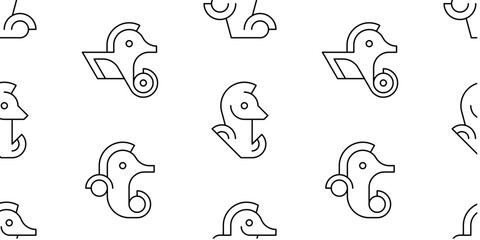 Seamless pattern with Seahorse. isolated on white background