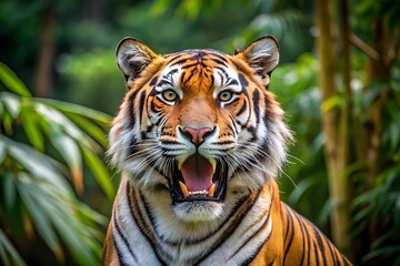 Obraz premium Tiger Roaring in the Jungle.