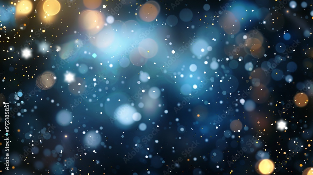Aufkleber elegant abstract background featuring blue and gold bokeh with sparkling light effects; defocused gl