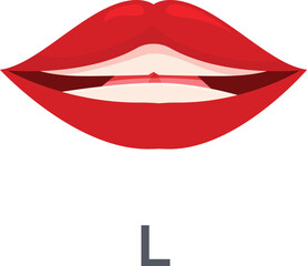 Obraz premium Female mouth is making the l sound for teaching pronunciation