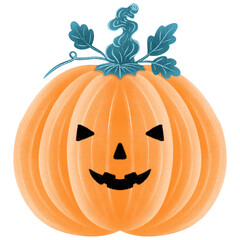 Hand drawn halloween pumpkin Happy Halloween day set of elements