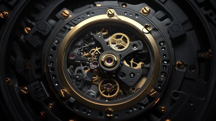 Close-up of intricate watch mechanism showcasing gears and precision engineering.