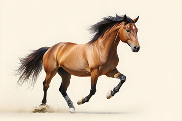 Fototapeta premium Running brown horse isolated on white background