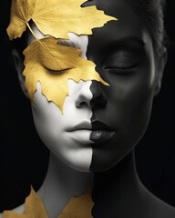 portrait of a person with leaves